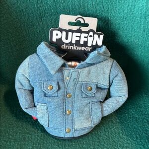 Puffin Coozie Denim Jacket Fun Drink Holder
